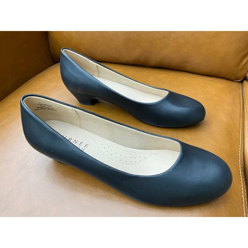 Journee Collection Saar Pumps Womens 11 Black Low Block Heel Round Toe